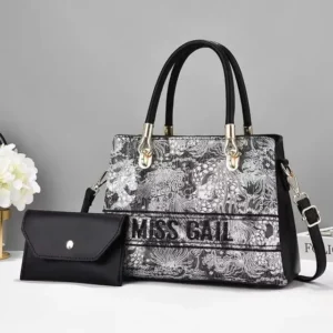 Embossed Pattern Handbag Set with Pouch