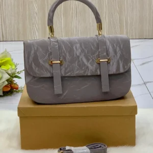 Structured Flap Top-Handle Bag with Buckle Accents