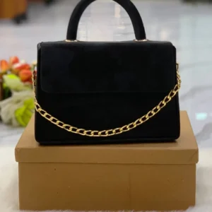 Elegant Top-Handle Handbag with Gold Chain