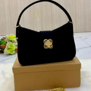 Elegant Mini Shoulder Bag with Gold Floral Clasp