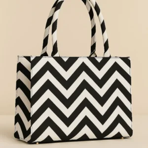 Chic Printed Tote Bag with Top Handles